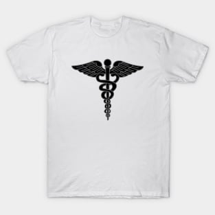 Caduceus Symbol of Medicine Black T-Shirt